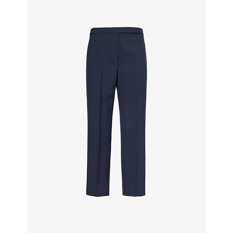 Theory Womens Nocturne Navy Pressed-crease Tapered-leg High-rise Cropped Trousers