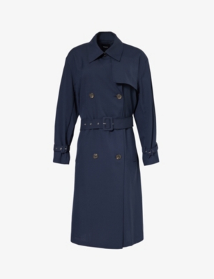THEORY: Storm-flap double-breasted recycled-polyester blend trench coat