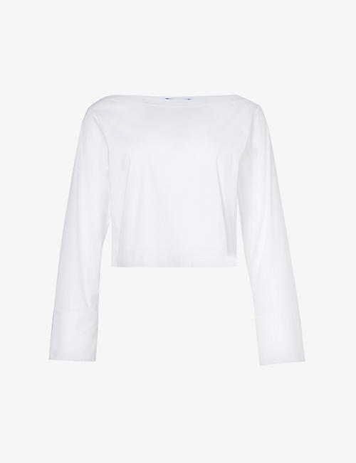 THEORY: Curved-hem cotton-blend top