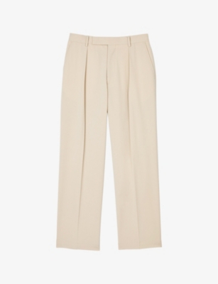 SANDRO: Pleated wide-leg virgin-wool blend trousers