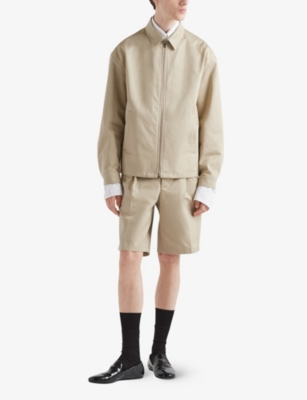 Shop Prada Mens Neutral Brand-patch Regular-fit Cotton Jacket