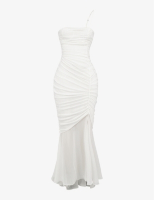 HOUSE OF CB - Pearla asymmetric-neck woven maxi dress | Selfridges.com