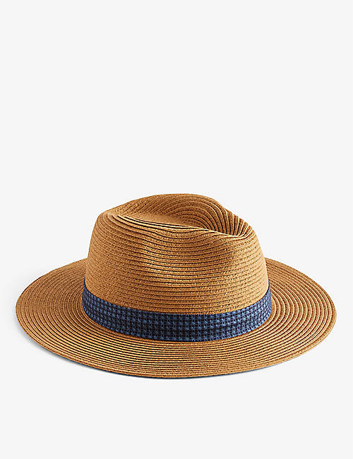 TED BAKER: Hurcann printed-trim woven fedora hat