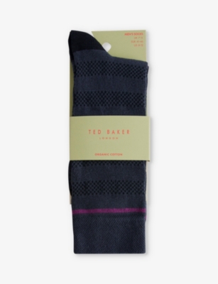 TED BAKER: Sokktwo stripe stretch cotton-blend socks