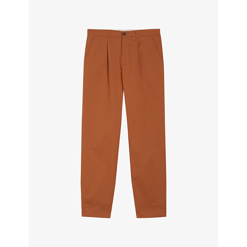 Shop Ted Baker Mens Brown Holmer Regular-fit Tapered-leg Cotton-blend Trousers