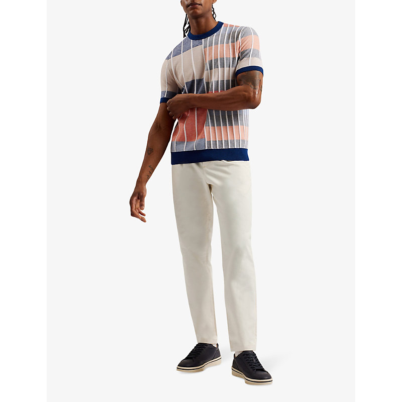 Shop Ted Baker Men's White Holmer Regular-fit Tapered-leg Cotton-blend Trousers