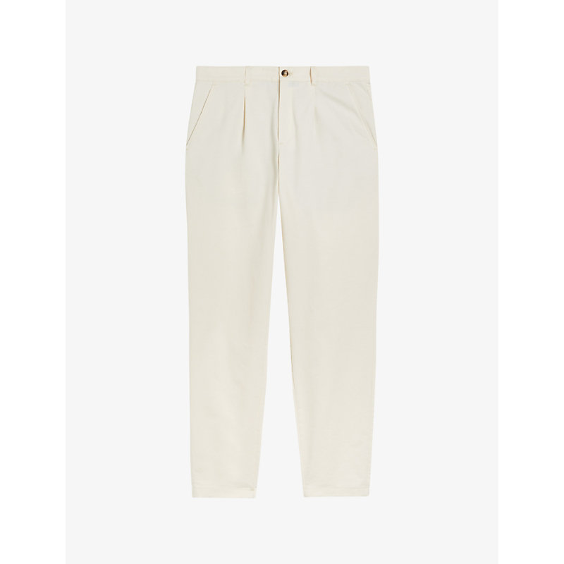 Shop Ted Baker Men's White Holmer Regular-fit Tapered-leg Cotton-blend Trousers
