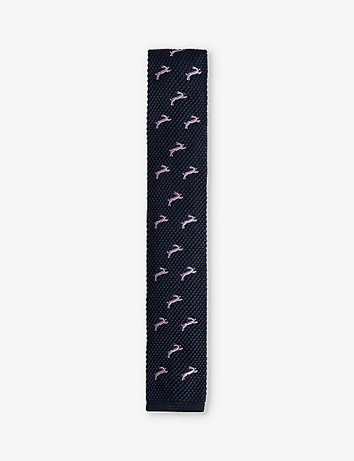 TED BAKER: Sanfred hare-embroidered knitted tie