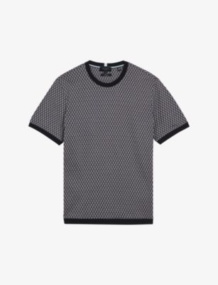 TED BAKER: Finity geometric-jacquard cotton T-shirt