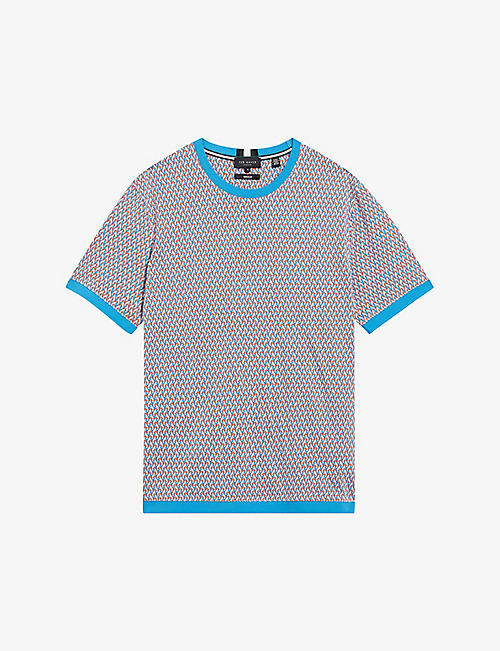 TED BAKER: Finity geometric-jacquard cotton T-shirt
