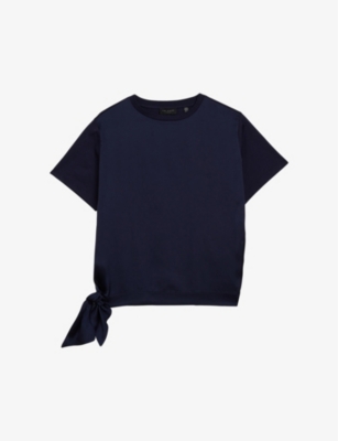 TED BAKER: Doretaa satin-panel cotton-jersey T-shirt