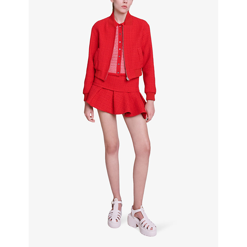 Shop Maje Women's Rouges Bala Tweed-texture Cotton-blend Jacket