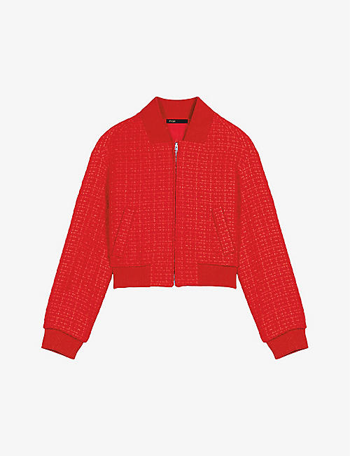 MAJE: Bala tweed-texture cotton-blend jacket