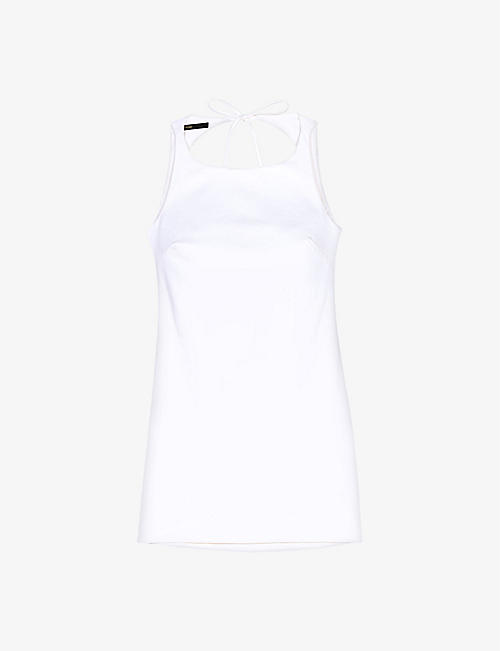 MAJE: Tie-back slim-fit sleeveless stretch-cotton mini dress