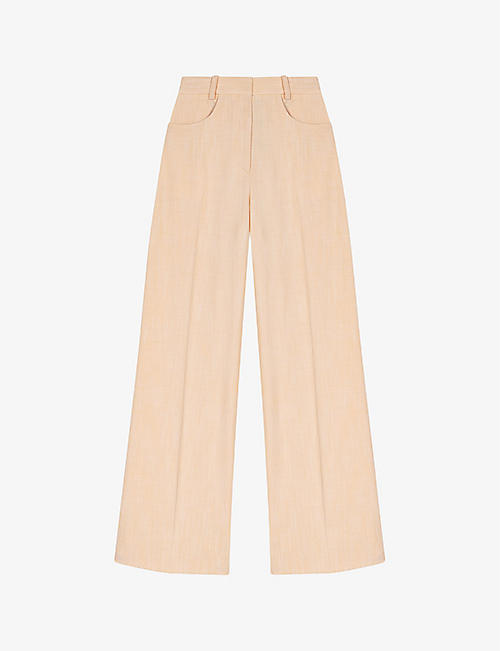 MAJE: Pressed-crease wide-leg mid-rise woven trousers