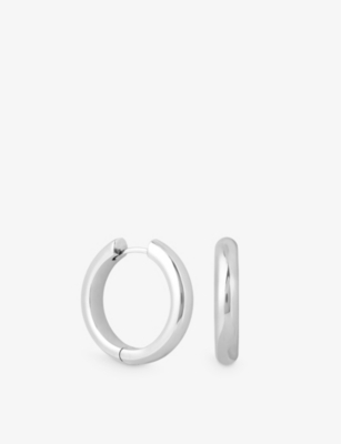Astrid & Miyu Bold Large Rhodium-plated Recycled Sterling-silver Hoop Earrings In Silver