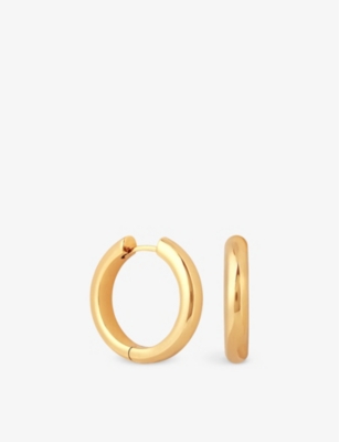 ASTRID & MIYU: Bold Large 18ct yellow gold-plated recycled-sterling silver hoop earrings