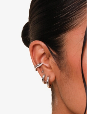 Shop Astrid & Miyu Women's Silver Bold Small 18ct Gold Rhodium-plated Brass Hoop Earrings