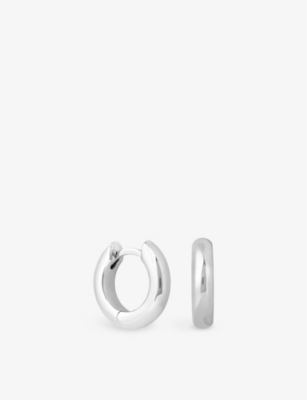 Shop Astrid & Miyu Women's Silver Bold Small 18ct Gold Rhodium-plated Brass Hoop Earrings