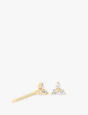 Astrid & Miyu Triple Crystal 18ct Gold-plated Sterling-silver Stud Earrings In Gold