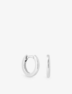 Astrid & Miyu Essential Rhodium-plated Recycled Sterling-silver Huggie Earrings In Silver