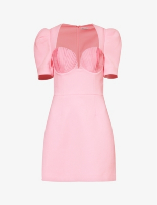 REISS Anna Open Back Split Sleeve Mini Dress in Bright Pink