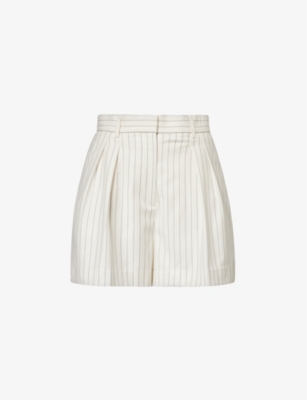 Rebecca Vallance Womens Ivory High-rise Striped-pattern Stretch-woven Shorts