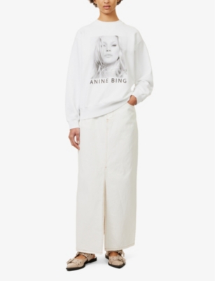 Shop Anine Bing Womens White Ramona Graphic-print Cotton-jersey Sweatshirt