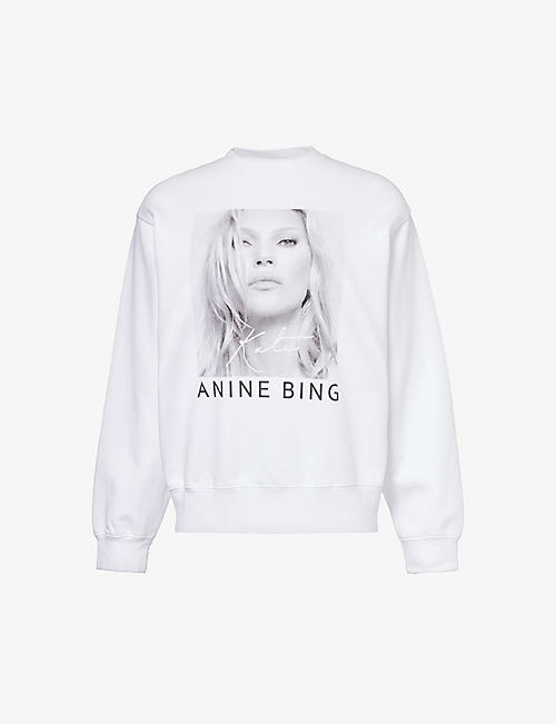 ANINE BING: Ramona graphic-print cotton-jersey sweatshirt