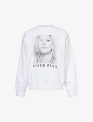 Shop Anine Bing Womens White Ramona Graphic-print Cotton-jersey Sweatshirt