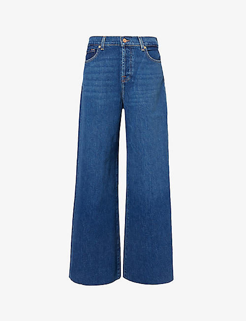 7 FOR ALL MANKIND: Zoey Blue Bell mid-rise wide-leg stretch-denim jeans
