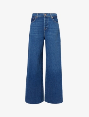 Shop 7 For All Mankind Women's Blue Bell Zoey Blue Bell Mid-rise Wide-leg Stretch-denim Jeans