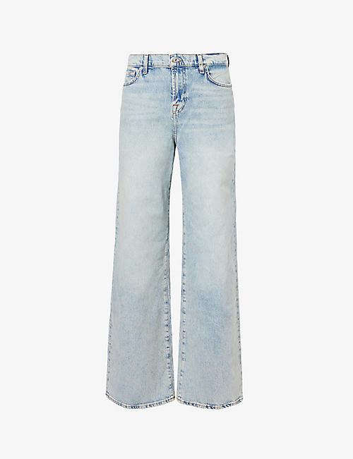 7 FOR ALL MANKIND: Scout Frost wide-leg mid-rise stretch-denim jeans