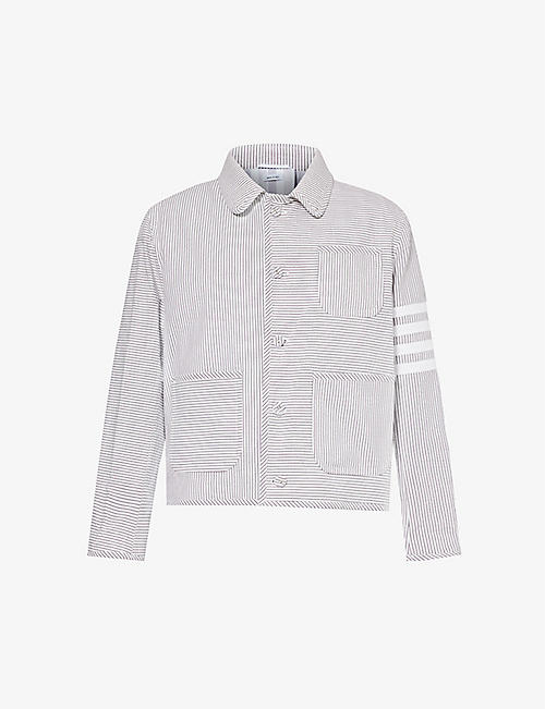 THOM BROWNE: Unconstructed stripe-pattern regular-fit cotton jacket