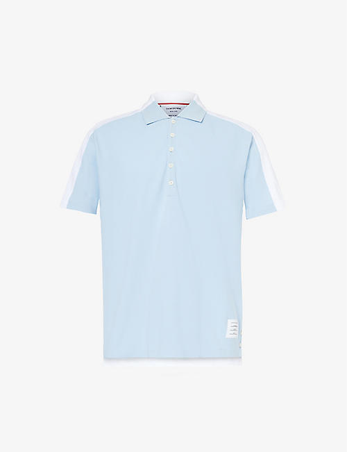 THOM BROWNE: Brand-patch cotton polo shirt