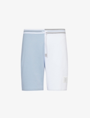 THOM BROWNE: Funmix contrast-panel cotton-jersey shorts
