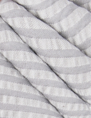 Shop Thom Browne Men's Lt Grey Stripe-pattern Cotton Seersucker Tie
