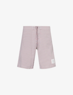 THOM BROWNE: Board striped brand-patch woven shorts