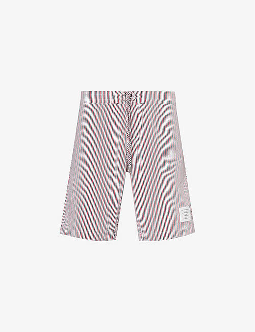 THOM BROWNE: Board striped brand-patch woven shorts