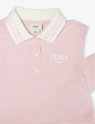 Shop Fendi Girls Rosa Confetto Kids Brand-embroidered Cut-out Shoulder Cotton-piqué Polo Dress 6-12 Years
