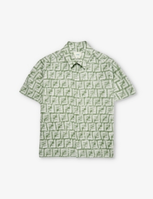 FENDI: FF-monogram short-sleeve linen shirt 6-12 years