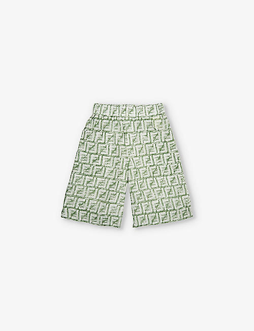 FENDI: FF-monogram regular-fit linen shorts 8-12 years