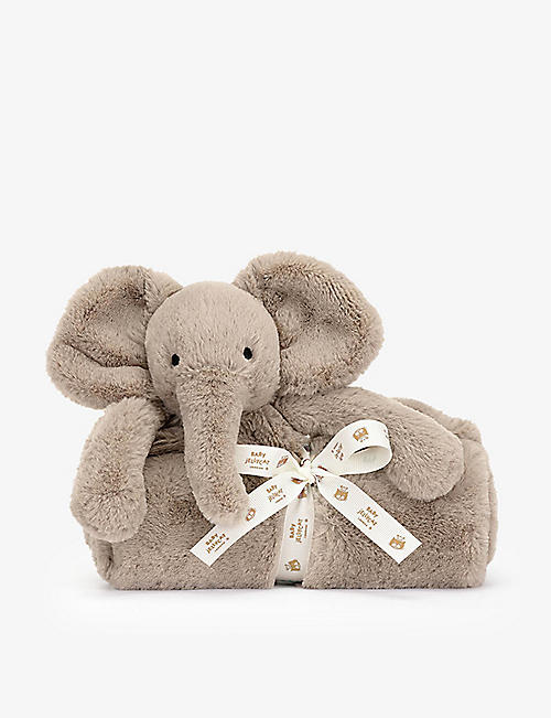 JELLYCAT: Luxe Smudge Elephant faux-fur blanket 70cm