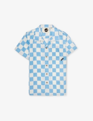 Boardies Mojo Check-print Woven Shirt 3-10 Years In Blue/cream