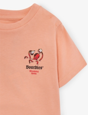 Shop Boardies Boys Peach Kids Wreaking Havoc Logo-print Cotton-jersey T-shirt 3-13 Years