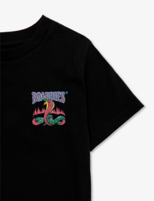 Shop Boardies Serpents Kiss Organic Cotton-jersey T-shirt 3-13 Years In Black