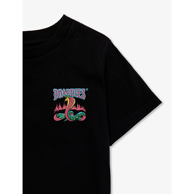 Shop Boardies Boys Black Kids Serpents Kiss Organic Cotton-jersey T-shirt 3-13 Years
