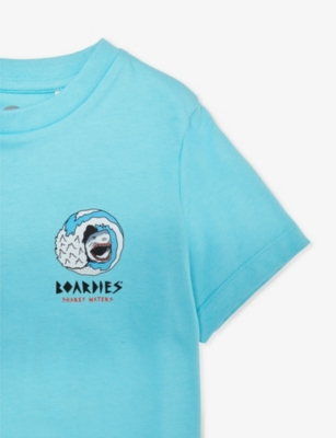 Shop Boardies Boys Blue Kids Sharky Waters Logo-print Organic Cotton-jersey T-shirt 3-13 Years