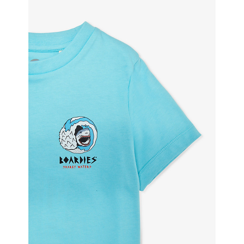 Shop Boardies Sharky Waters Logo-print Organic Cotton-jersey T-shirt 3-13 Years In Blue