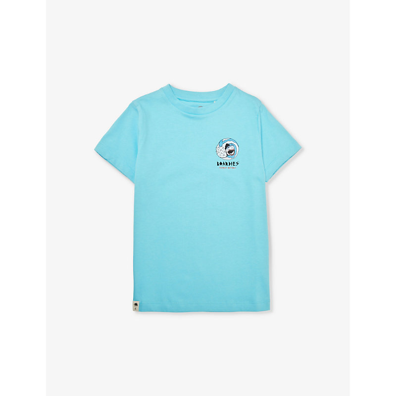 Boardies Boys Blue Kids Sharky Waters Logo-print Organic Cotton-jersey T-shirt 3-13 Years